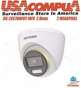 Hikvision 2MP ColorVu Turret Camera DS-2CE70DF0T-MFS 2.8mm WDR IP67 W/Audio - Picture 1 of 5