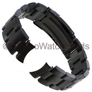 18mm deBeer PVD Black Straight & Curved Stainless Solid Link Mens Watch Band 114 - Picture 1 of 8