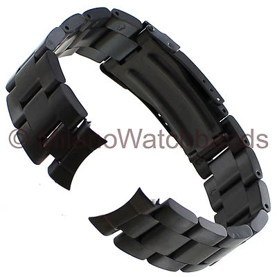 Correa de reloj para hombre 18 mm deBeer PVD negra recta y curvada de acero inoxidable eslabón sólido 114 Foto 1 de 4