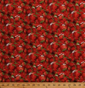 Cotton Strawberries Strawberry Fruits Berry Good Fabric Print by Yard D650.07 - Picture 1 of 1