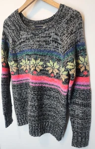 Suéter American Eagle Jegging Gris con Copos de Nieve Coloridos AE Para Mujer PEQUEÑO - Imagen 1 de 7