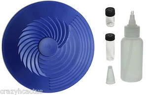 Turbopan Gold Pan/Snuffer/Vials BLUE 10" VORTEX ACTION! Panning Prospecting - Picture 1 of 2