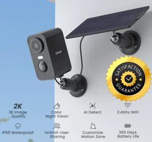 2K Solar Security Camera with Night Vision Two-Way Talk Motion Detect for Alexa - Picture 1 of 9