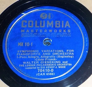 12" Walter Gieseking LPHO 78 RPM Set MX-10 FRANCK Symphonic Variations BX1A - Picture 1 of 4