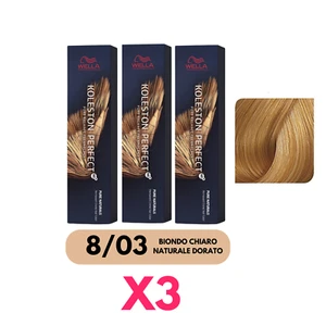 X3 WELLA KOLESTON 8/03 BIONDO CHIARO NATURALE DORATO PERFECT TINTURA CAPELLI 3PZ - Bild 1 von 1