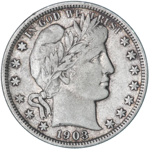 1903 (P) Barber Half Dollar 90% Silver Very Fine VF See Pics R924 Cover