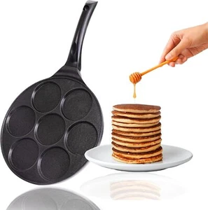 Pancake Pfanne mit 7 Mulden,27cm Aluminiumlegierung Induktions-&Gas-, Eierpfanne - Bild 1 von 19
