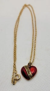Collar Vintage San Valentín ROY Rojo y Oro Brillante Corazón Colgante Tono Dorado 18" - Imagen 1 de 11