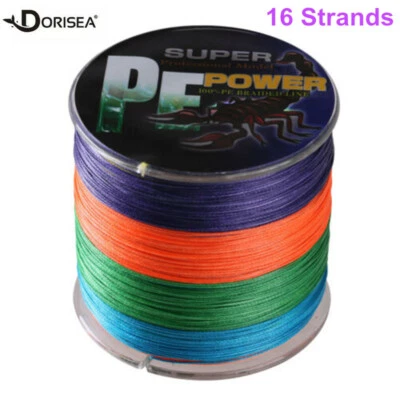 16 Strands 100M-2000M 20LB-500LB Multi-color Hollow Core Braided Fishing Line - Image 1 of 4