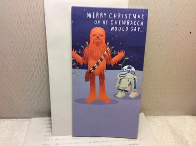 HALLMARK NAVIDAD DINERO/TARJETA DE REGALO TARJETA DE FELICITACIÓN Nuevo con sobre CHEWBACCA Foto 1 de 3