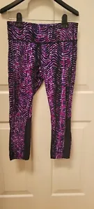 Nike Dri Fit Running Capri Leggings With Mesh Small Petite Women's Black Purple - Picture 1 of 11