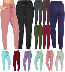 Womens Super Soft Brushed Jogger Pants Activewear Pants Track Cuff Sweatpants - Picture 1 of 15