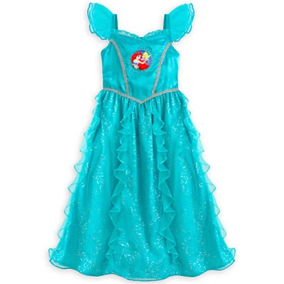 NWT Disney Store Deluxe Ariel Ruffle Satin Nightgown Costume 7/8 - Image 1 of 3