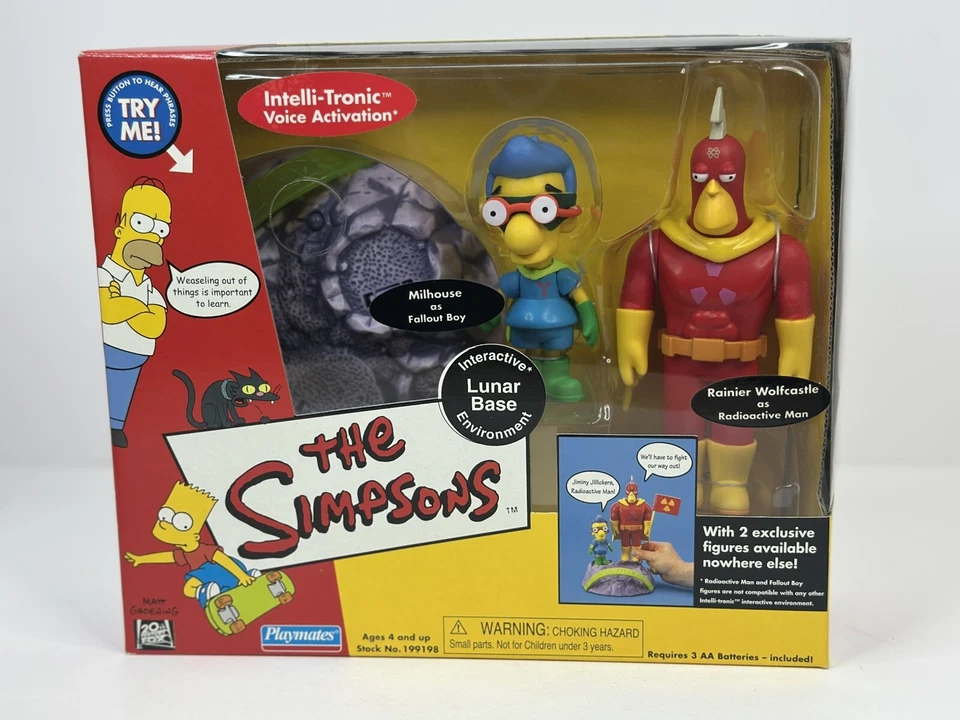 Playmates Toys The Simpsons Interactive Lunar Base Environment - Milhouse As Fallout Boy - Rainier Wolfcastle As Radioactive Man Action Figure
