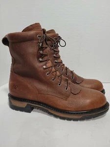 ROCKY 9"TAN RIDER BROWN LEATHER WORK HUNTING HIKING MENS 14M BOOTS - Picture 1 of 4