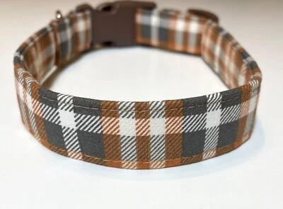 Brown Plaid Boy Dog Collar - Dog Collar - Image 1 of 4