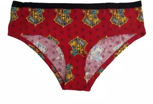 NEW Womens Red Harry Potter Hogwarts School Seal Crest Brief Underwear Panties - Picture 1 of 9