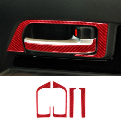 Cubierta de manija de puerta delantera de fibra de carbono roja 4 piezas para Toyota FJ Cruiser 2007-14 Foto 1 de 4