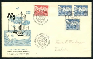 Schweden AE64 FDC 1957 Schiffe Rettungsdienst 50 Jahre - Bild 1 von 1
