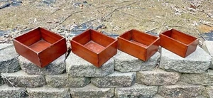 RARE ANTIQUE ORIGINAL JAPANESE MEASURING BOX SET OF 4 WITH CREST STAMP (3E) - Picture 1 of 12