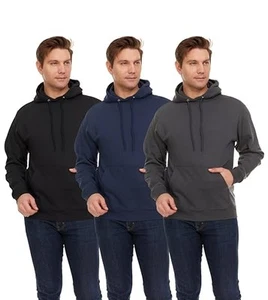 BILLIONHATS 3 Pack Of Mens Hoodie Sweatshirts, Cotton Blend in Bulk Adult Hoodie - Picture 1 of 14