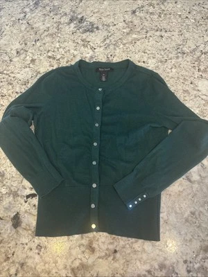 WHITE HOUSE BLACK MARKET Green Cashmere Blend Snap Front Cardigan Size XS - Image 1 of 4