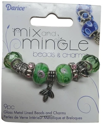Darice Mix & Mingle Garden-Themed Charms 9pc Glass Metal Beads #J-1 - Image 1 of 4
