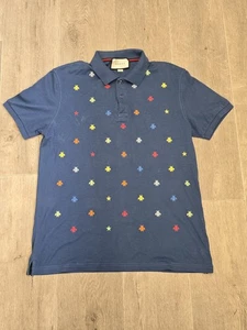 Gucci Polo Uomo Ricamata Ape Blu Multicolore Taglia XL - Foto 1 di 17