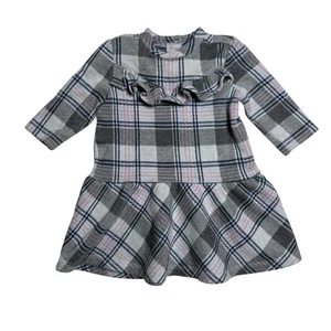 Vestido Janie and Jack Niñas Algodón a Cuadros 18-24 Meses Detalle Volantes Manga Larga - Imagen 1 de 6