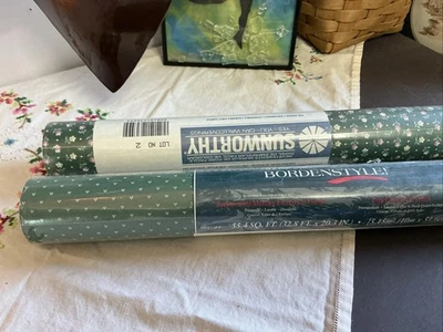 Lote de 2 rollos dobles de papel tapiz Sunworthy Borden 55,4 pies cuadrados Ea. Floral verde Foto 1 de 4