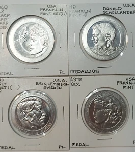 Medallas olímpicas Franklin sin fecha (variable) como nuevas X 4 sin circular - Imagen 1 de 6