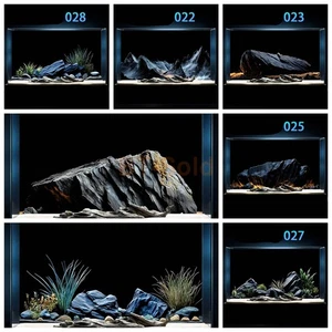 HD Fish Tank Black Creek Background Sticker Landscape Poster Home Aquarium Decor - Picture 1 of 19