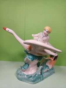 Figura de porcelana, figura de Ivanushka, gansos-cisnes, Slavyansk - Imagen 1 de 10