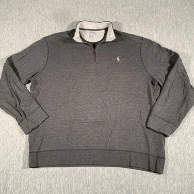 Polo Ralph Lauren Sweater Mens XL Gray Performance Quarter Zip Neck Pullover - Image 1 of 4