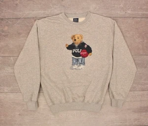 VTG Mens 1990s Polo Sport Ralph Lauren Basketball Teddy Bear Sweatshirt Sz L 90s - Picture 1 of 5
