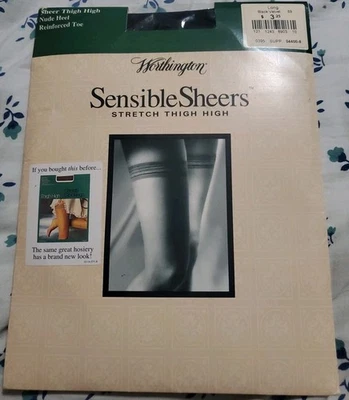 Medias Worthington transparentes hasta el muslo elásticas largas terciopelo negro DE COLECCIÓN NUEVAS EN PAQUETE Foto 1 de 3