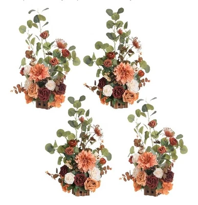 Ling's Moment 17.5" Tall Standing Flowers Arrangements 4pcs, Sunset Terracotta - Image 1 of 4