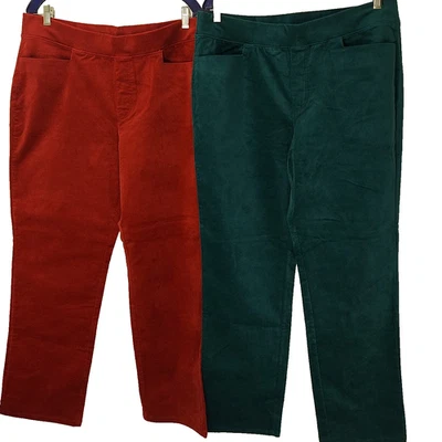 Lote grande de 2 pares de pantalones de terciopelo rojo verde Navidad D&CO fiesta navideña Foto 1 de 4