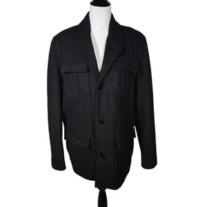 Guess Men's Size Large Black Wool Blend Peacoat Jacket - Picture 1 of 8