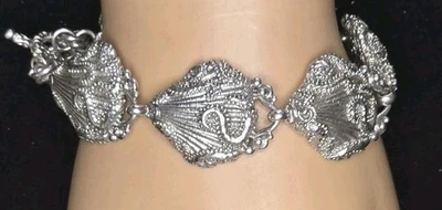 PULSERA VINTAGE PLATA SARDA BALI ESTERLINA .925 CON CONCHA DE MAR DE PLATA 38.6G Foto 1 de 4