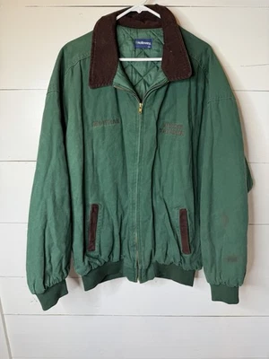 De Colección Chaqueta Holloway Hombres 2XL Verde Bombardero Estilo Detroit Acolchado Línea Lona Trabajo Foto 1 de 4