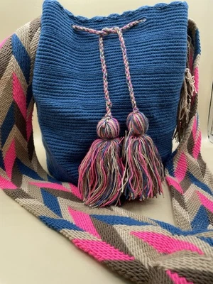 Wayuu MOCHILA сумка разноцветный ручной работы колумбийского коренного племени синий сумочки - Изображение 1 из 4