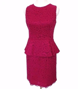 Vestido Cynthia Steffe Para Mujer 6 Encaje Superpuesto Sin Mangas Peplum Trabajo Fiesta Rosa - Imagen 1 de 7