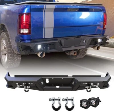 Rear Bumper For 2009-2018 Dodge Ram 1500 /2019-2024 Ram 1500 Classic +LED Lights - Image 1 of 4