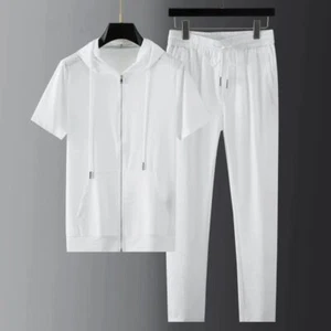 Summer Men Casual Hooded Sets Fashion Men Streetwear Joggers Tracksuit Trousers - Picture 1 of 24