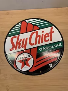 Texaco SIGN Sky Chief On Metal Star 11 3/4" Round - Picture 1 of 3
