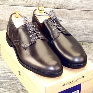 * Nuovo con scatola * $375 Allen Edmonds NOMAD PTB 10,5 D blucher punta liscia antracite * alberi - Foto 1 di 13