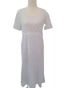 VINTAGE NEVER SAY NEVER Size S 10/12 Approx 90s White Crochet Maxi Dress - Foto 1 di 7