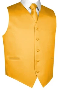 Men's Satin Tuxedo Vest, Tie and Hankie. Formal Dress Wedding Prom Homecoming - Picture 1 of 62