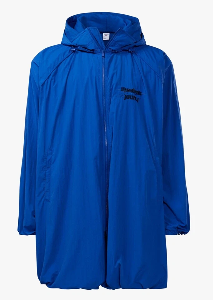 REEBOK JUUN.J Men's Hooded Full Zip Windbreaker Jacket Blue Size UK Large NEW - Image 1 of 4